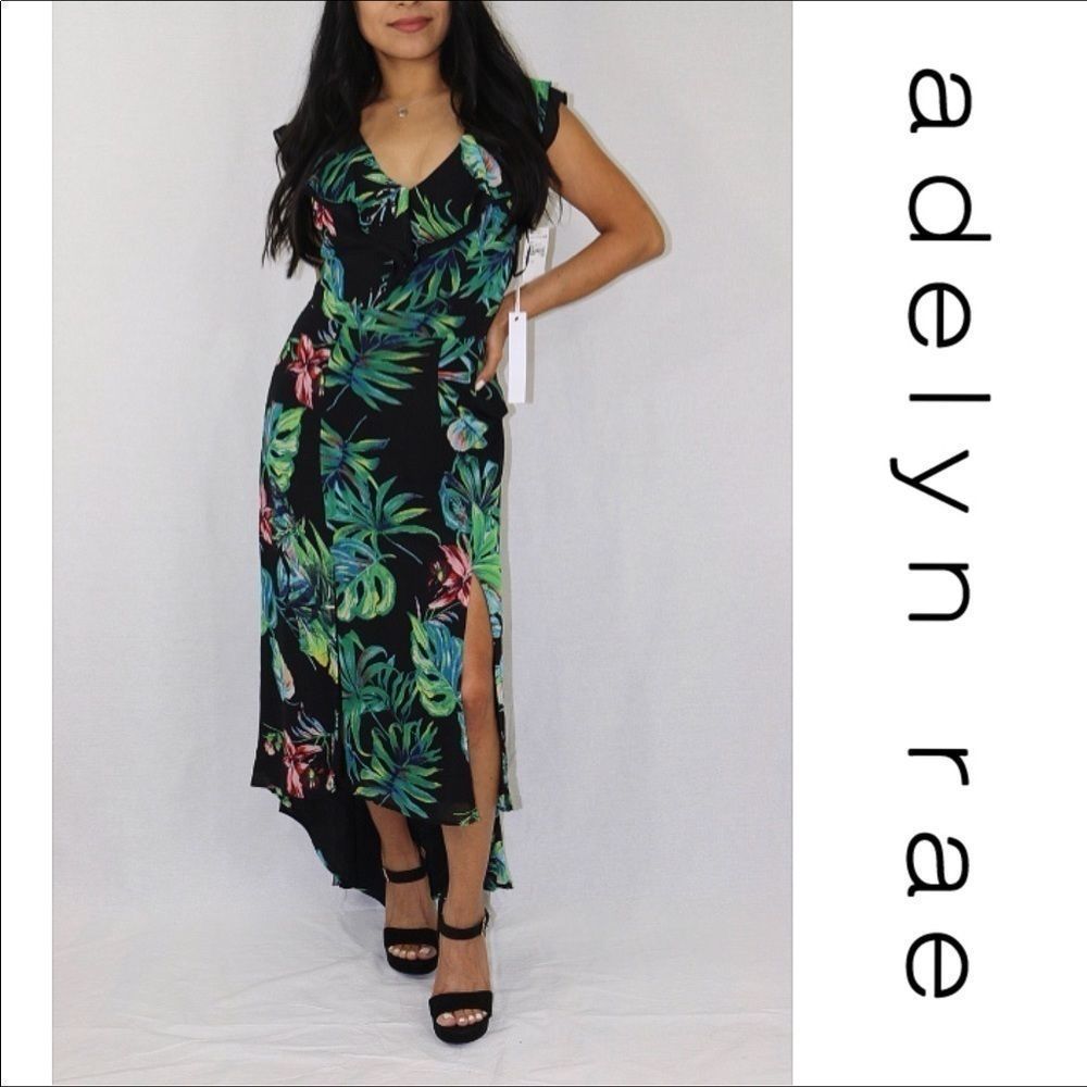 Adelyn Rae Floral Dress w Side Slit